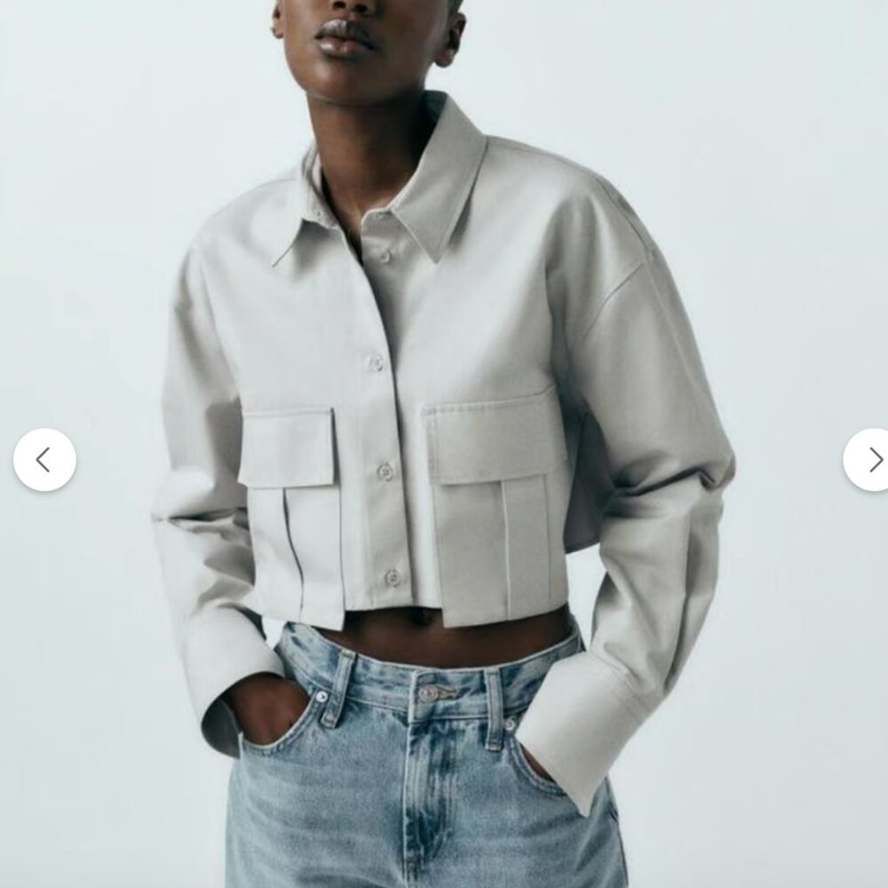 Zara Gray Button Down Shirt